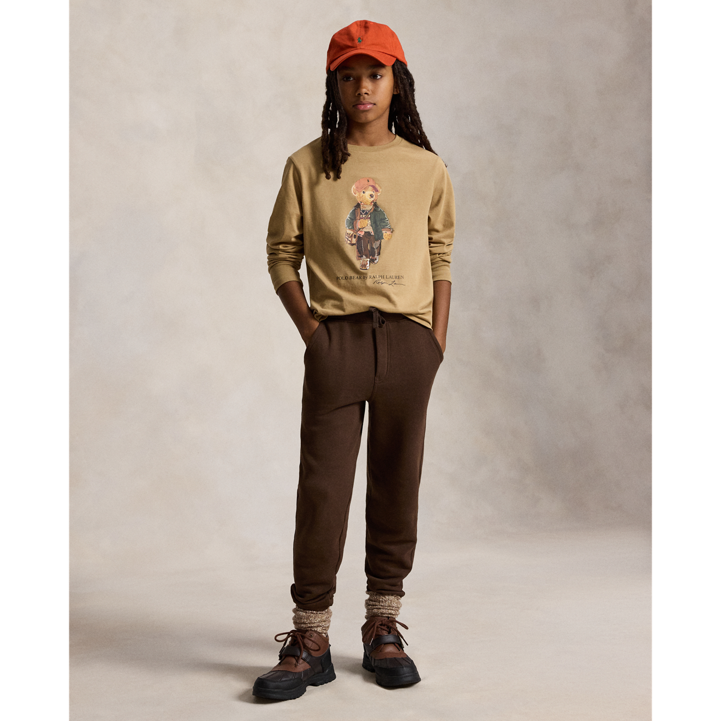 Детская футболка Ralph Lauren Polo Bear Cotton Jersey, цвет: Верблюжий — фото 2