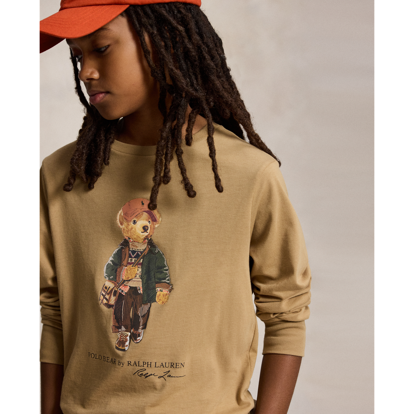 Детская футболка Ralph Lauren Polo Bear Cotton Jersey, цвет: Верблюжий — фото 3