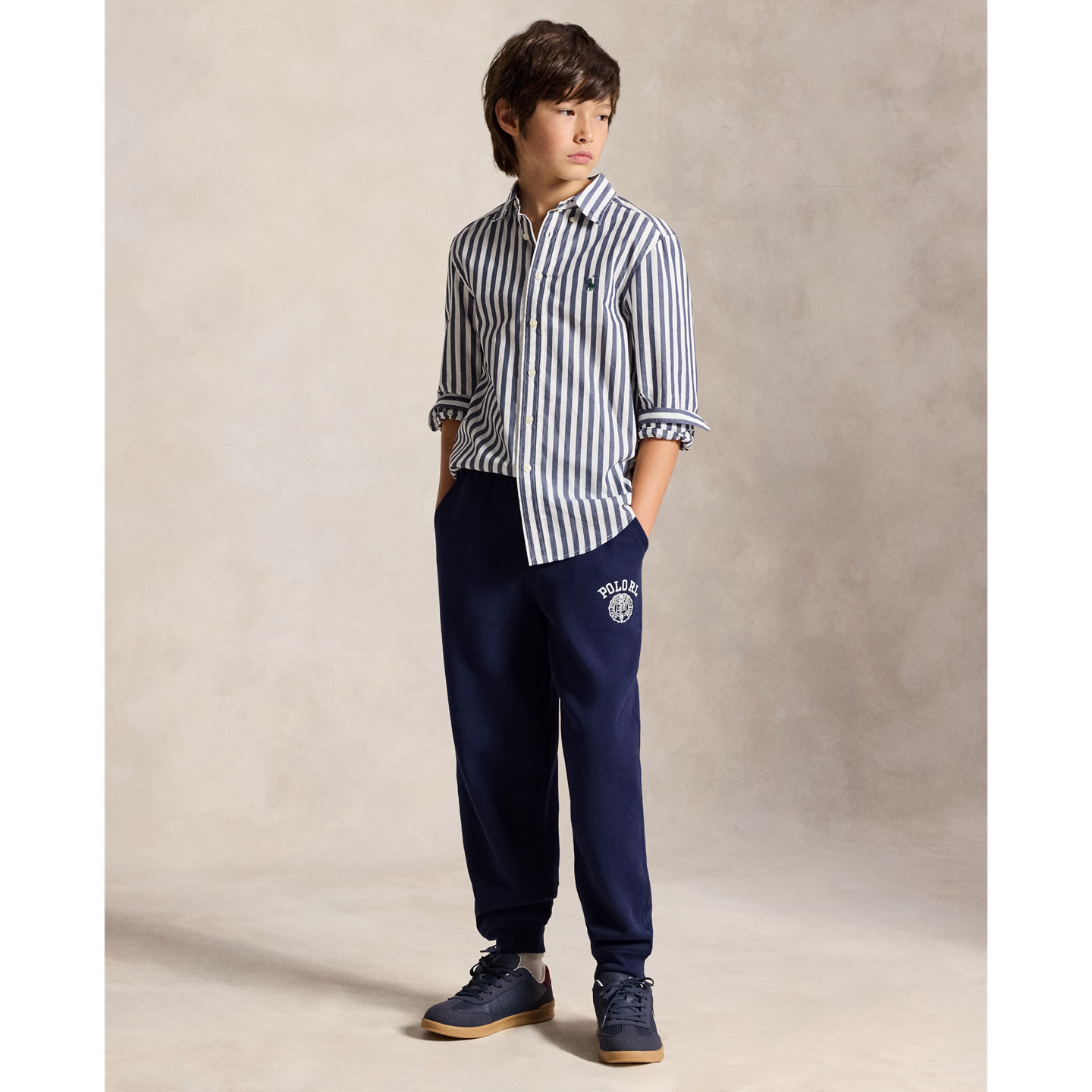 Детские брюки Ralph Lauren Logo Fleece Sweatpant, цвет: Тёмно-синий — фото 4