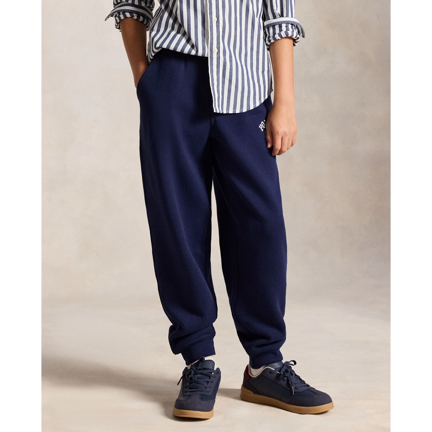 Детские брюки Ralph Lauren Logo Fleece Sweatpant, цвет: Тёмно-синий — фото 2