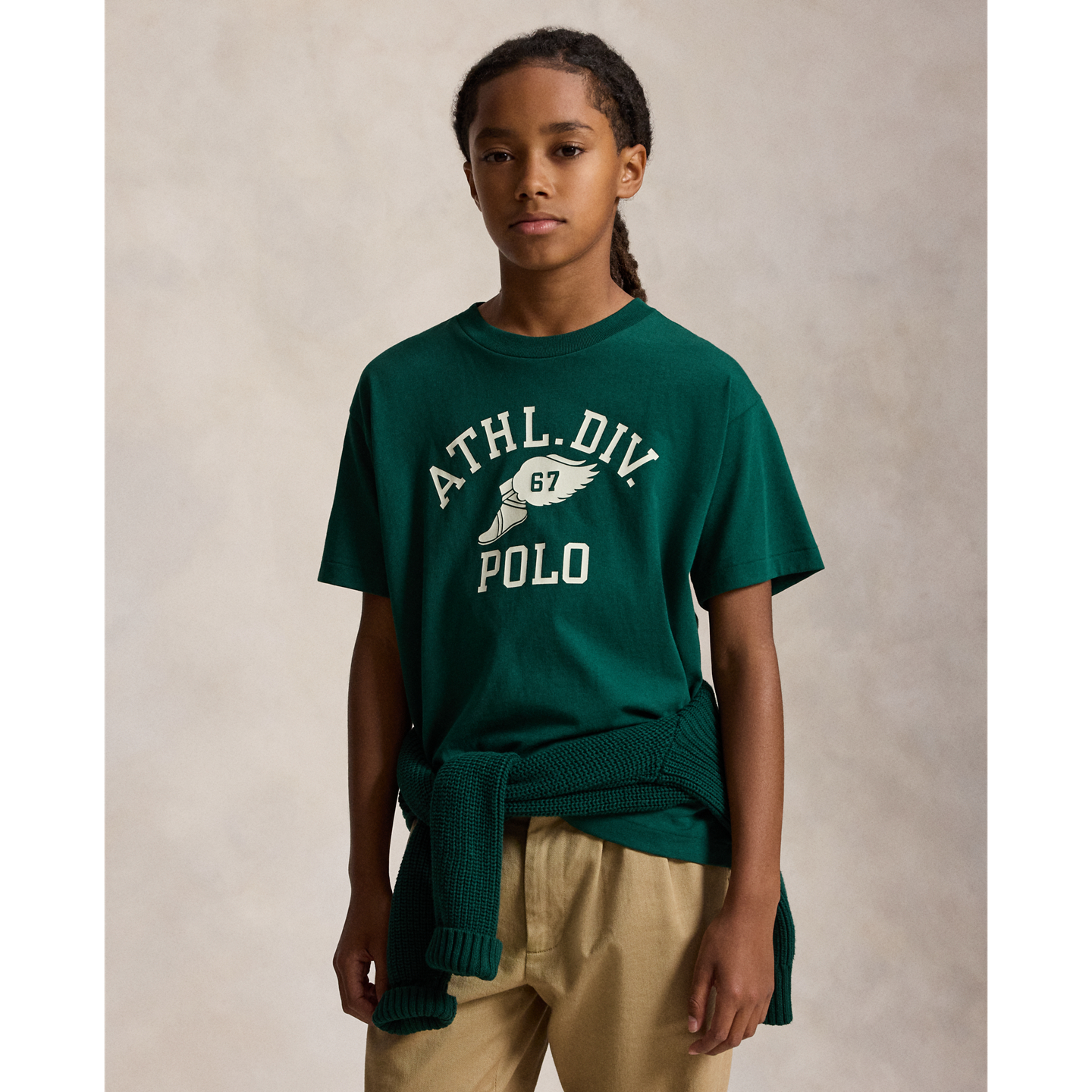 Детская футболка Ralph Lauren Big Fit Logo Cotton, цвет: Тёмно-зелёный — фото 4