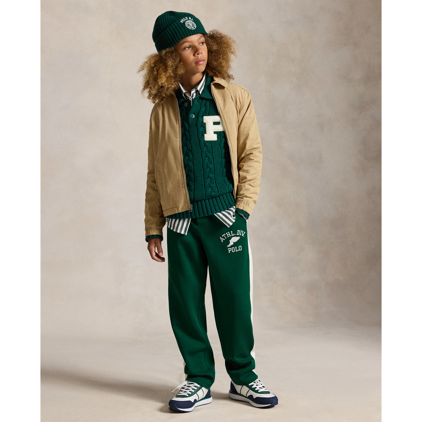 Детские брюки Ralph Lauren Logo Double-Knit Track, цвет: Тёмно-зелёный — фото 4