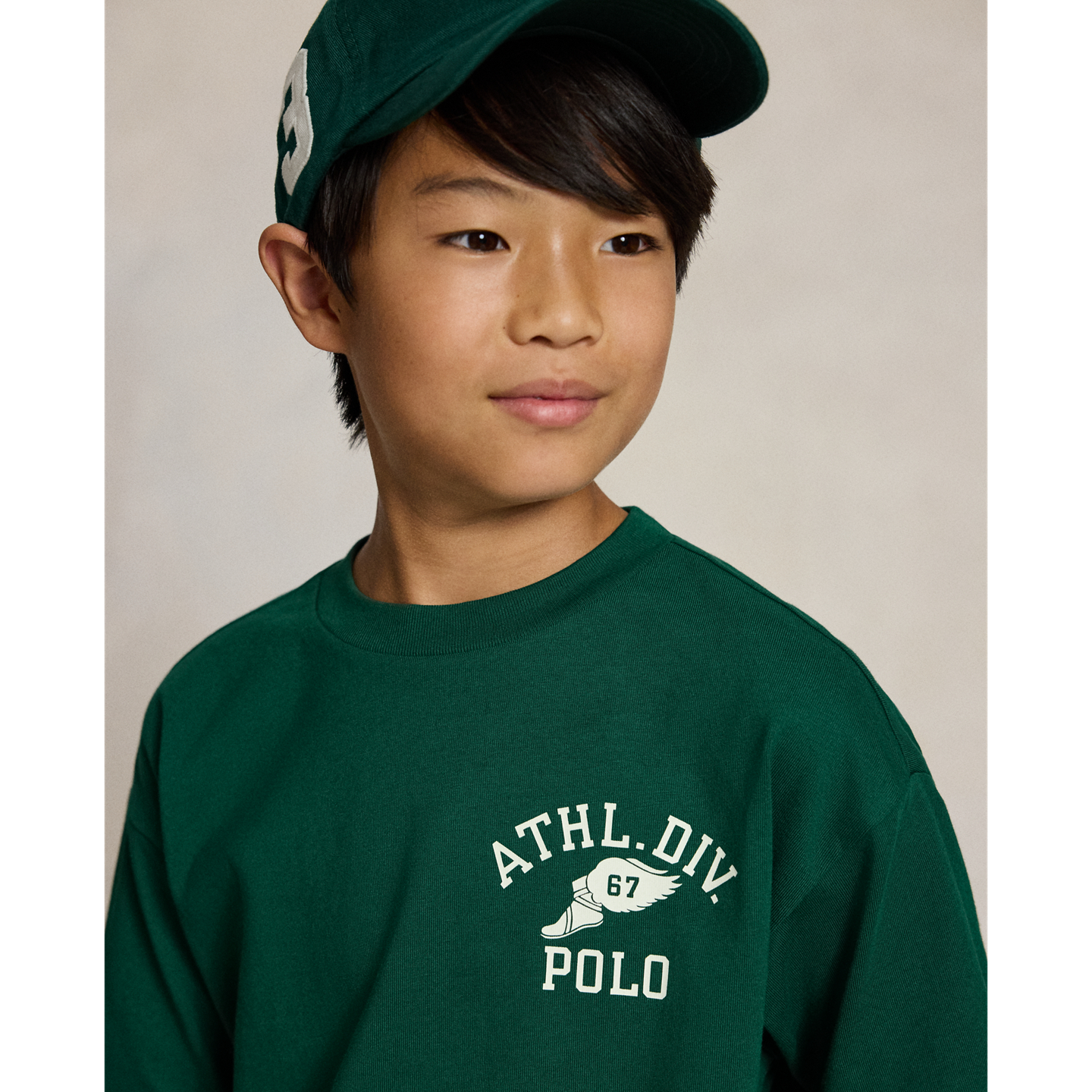 Детская футболка Ralph Lauren Big Fit Cotton Layered-Effect, цвет: Тёмно-зелёный — фото 3