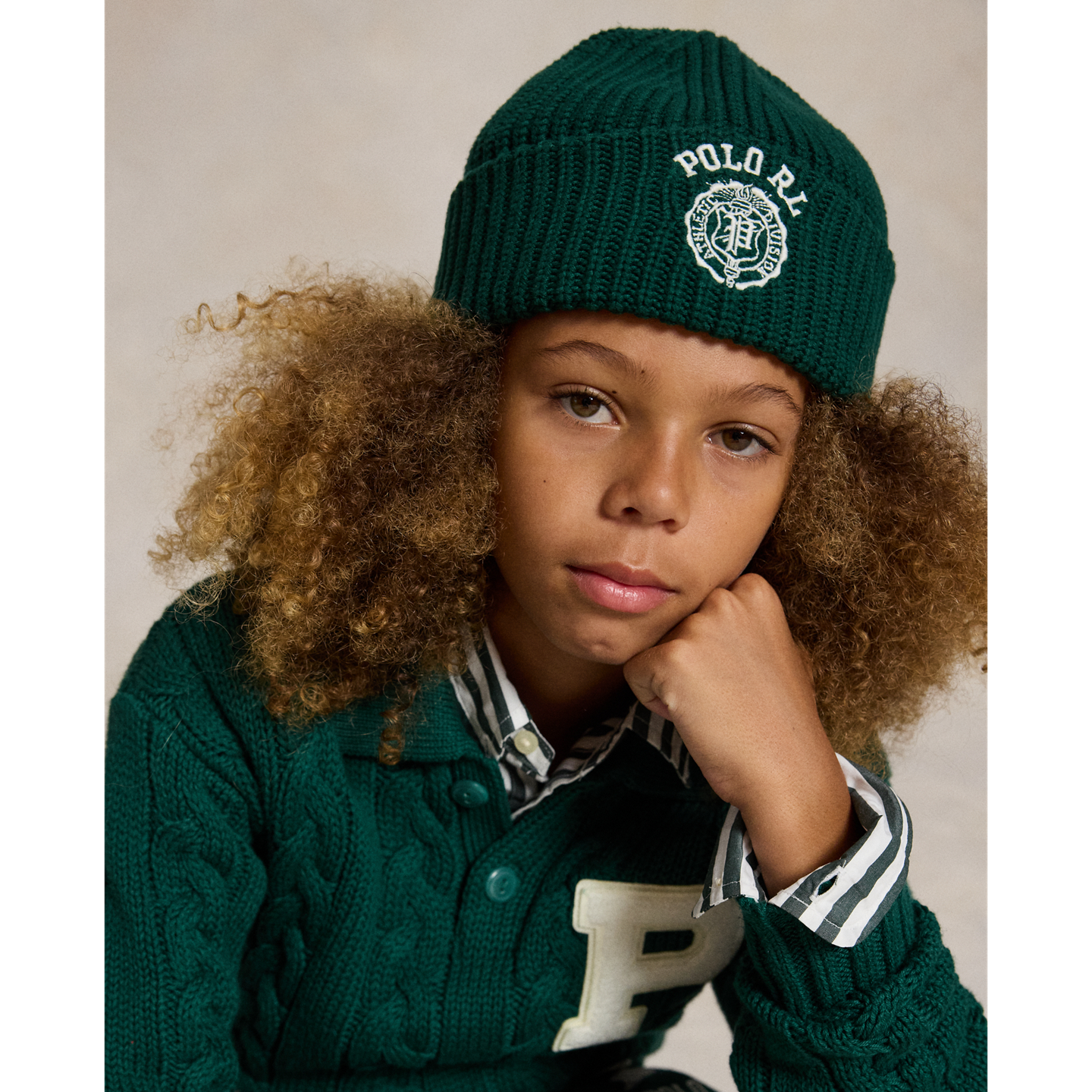 Детский головной убор Ralph Lauren Embroidered Crest Cotton Hat, цвет: Тёмно-зелёный — фото 2