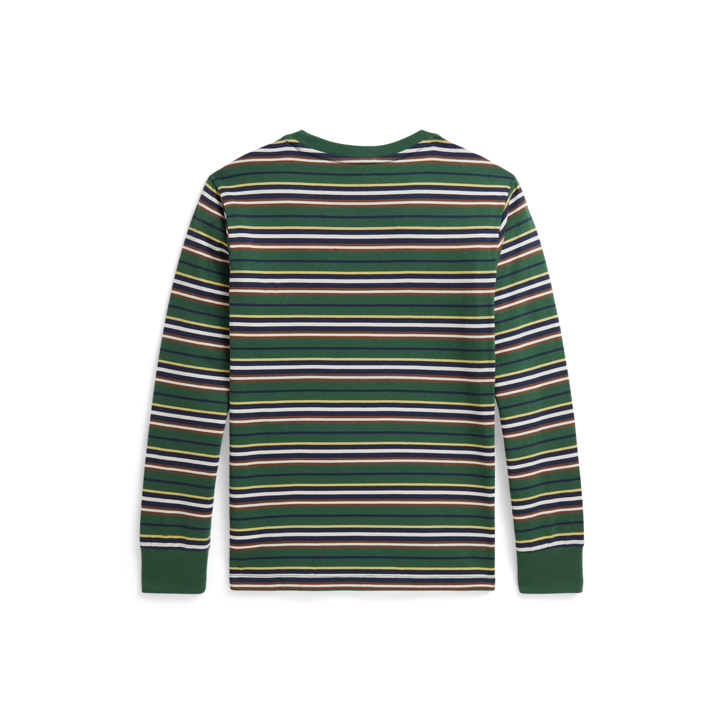 Детская футболка Ralph Lauren Striped Cotton Long-Sleeve, цвет: Зелёный разноцветный — фото 1