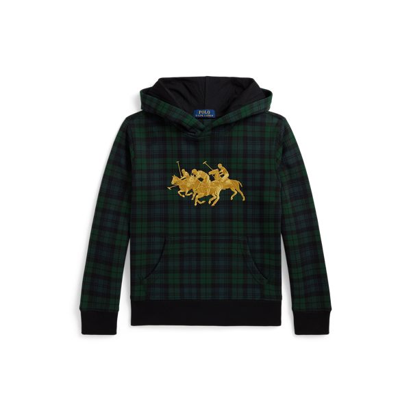 Triple-Pony Plaid Fleece Hoodie