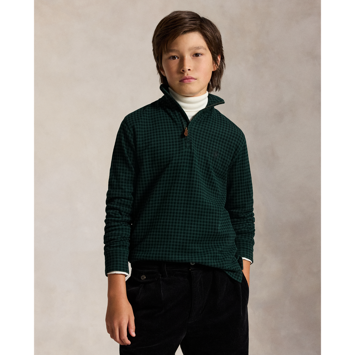 Свитер Ralph Lauren Plaid Estate-Rib Quarter-Zip Pullover, цвет: Клетчатый — фото 4