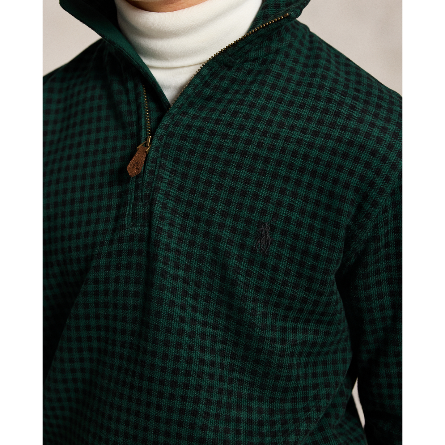 Свитер Ralph Lauren Plaid Estate-Rib Quarter-Zip Pullover, цвет: Клетчатый — фото 3