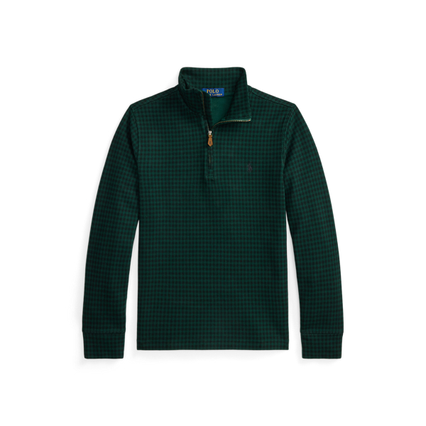 Plaid Estate-Rib Quarter-Zip Pullover