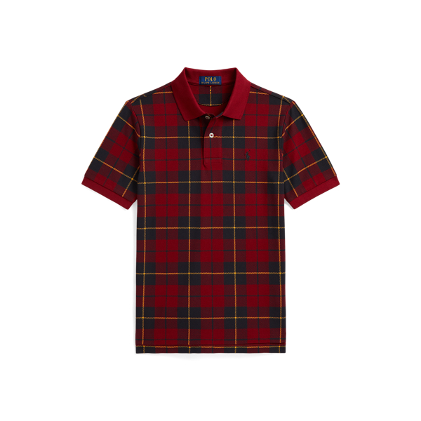 Plaid Cotton Mesh Polo Shirt