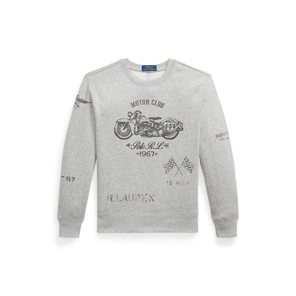 Motorcycle-Print Fleece Sweatshirt