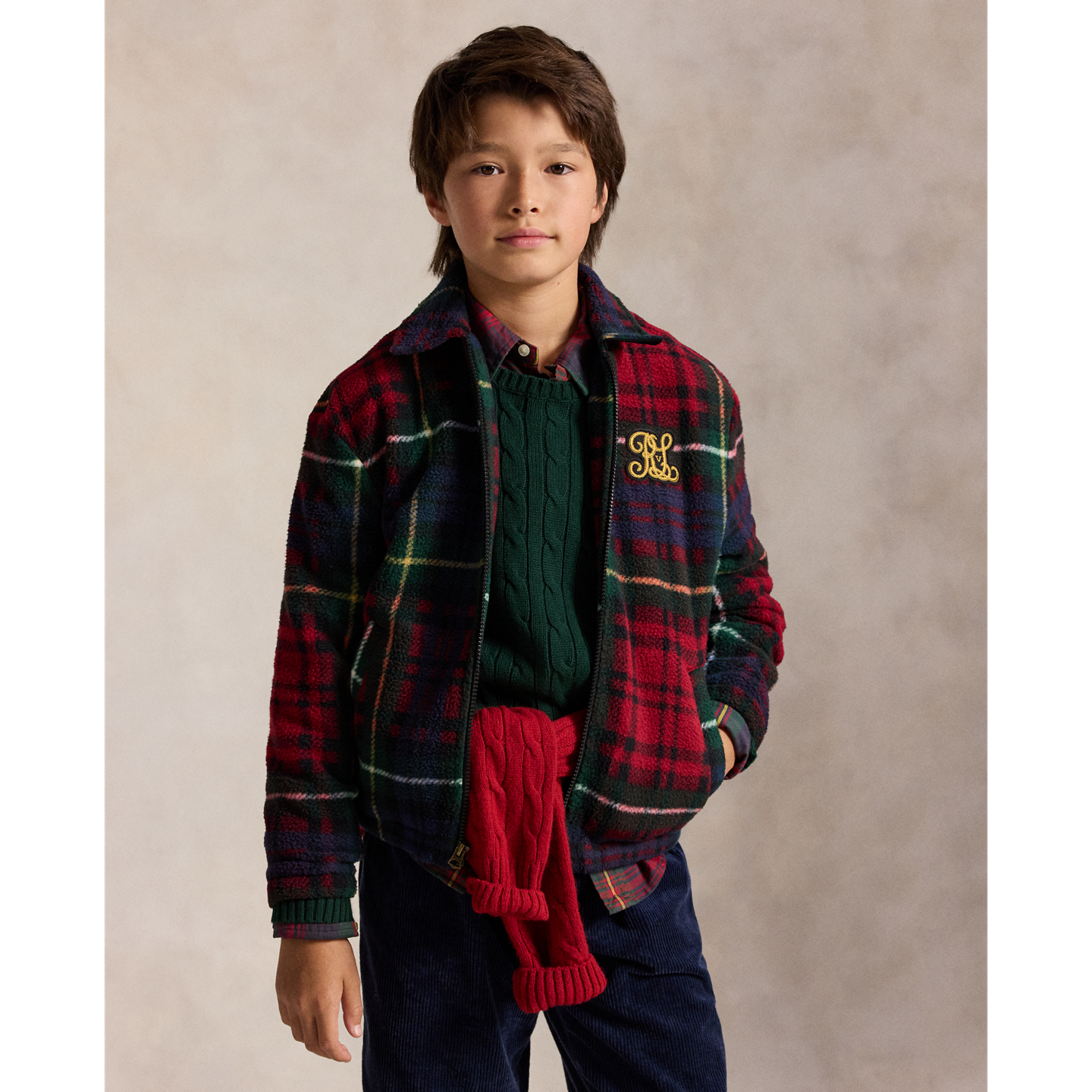 Детская куртка Ralph Lauren The Bayport Plaid Fleece, цвет: Клетчатый — фото 4