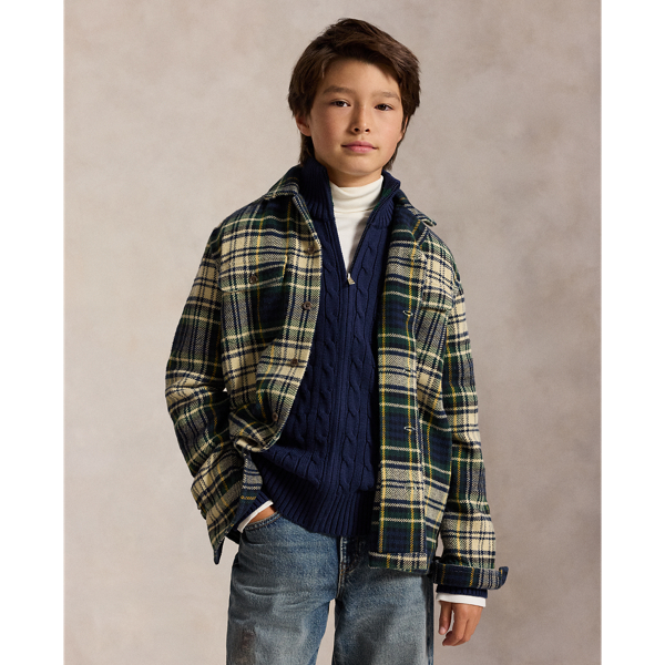 Plaid Cotton Flannel Camp Shirt