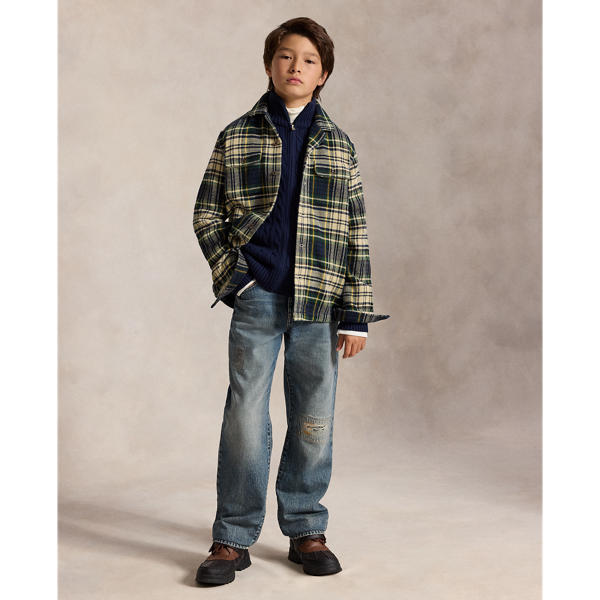 Plaid Cotton Flannel Camp Shirt