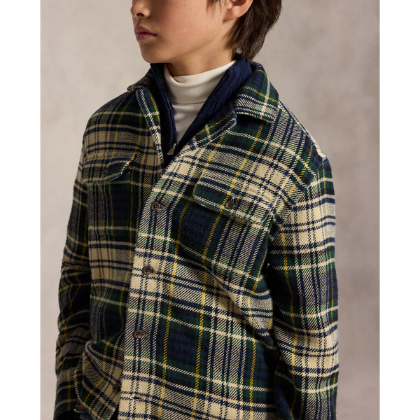 Plaid Cotton Flannel Camp Shirt
