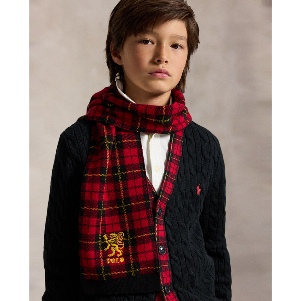 Logo Plaid Wool Scarf