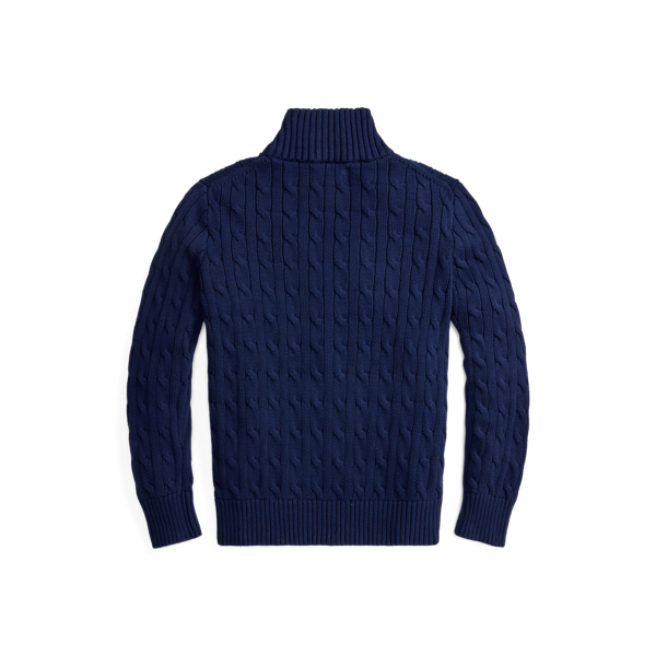 Polo Bear Cable Cotton Full-Zip Sweater