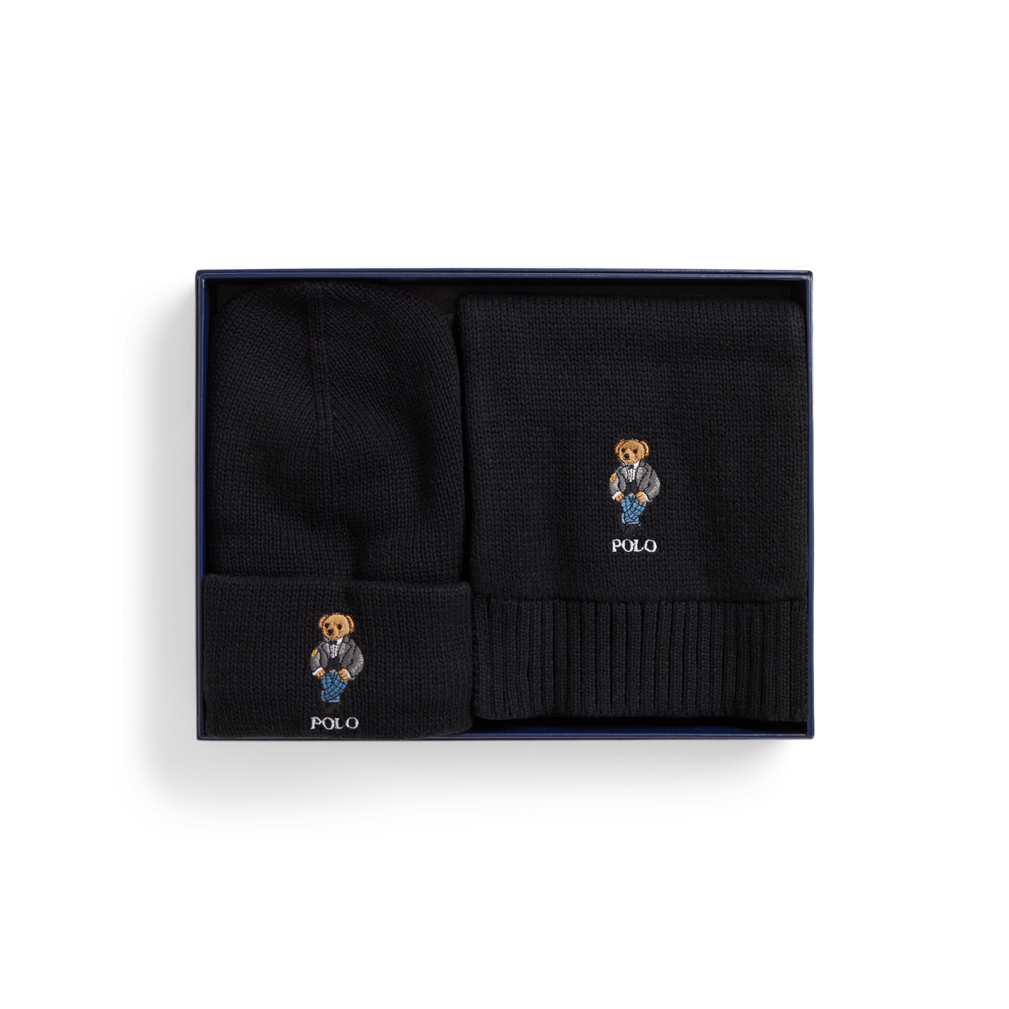 Детский головной убор Ralph Lauren Polo Bear Cotton Hat & Scarf, цвет: Чёрный — фото 2