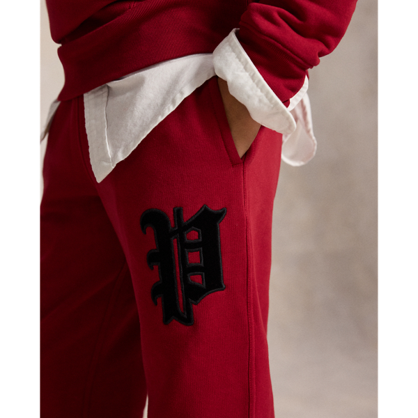 Velvet-Appliqu&eacute; Wide-Leg Sweatpant