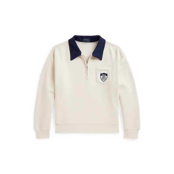 Warm Cream Big Fit Fleece Collared Sweatshirt Boys 6-14 Years 1