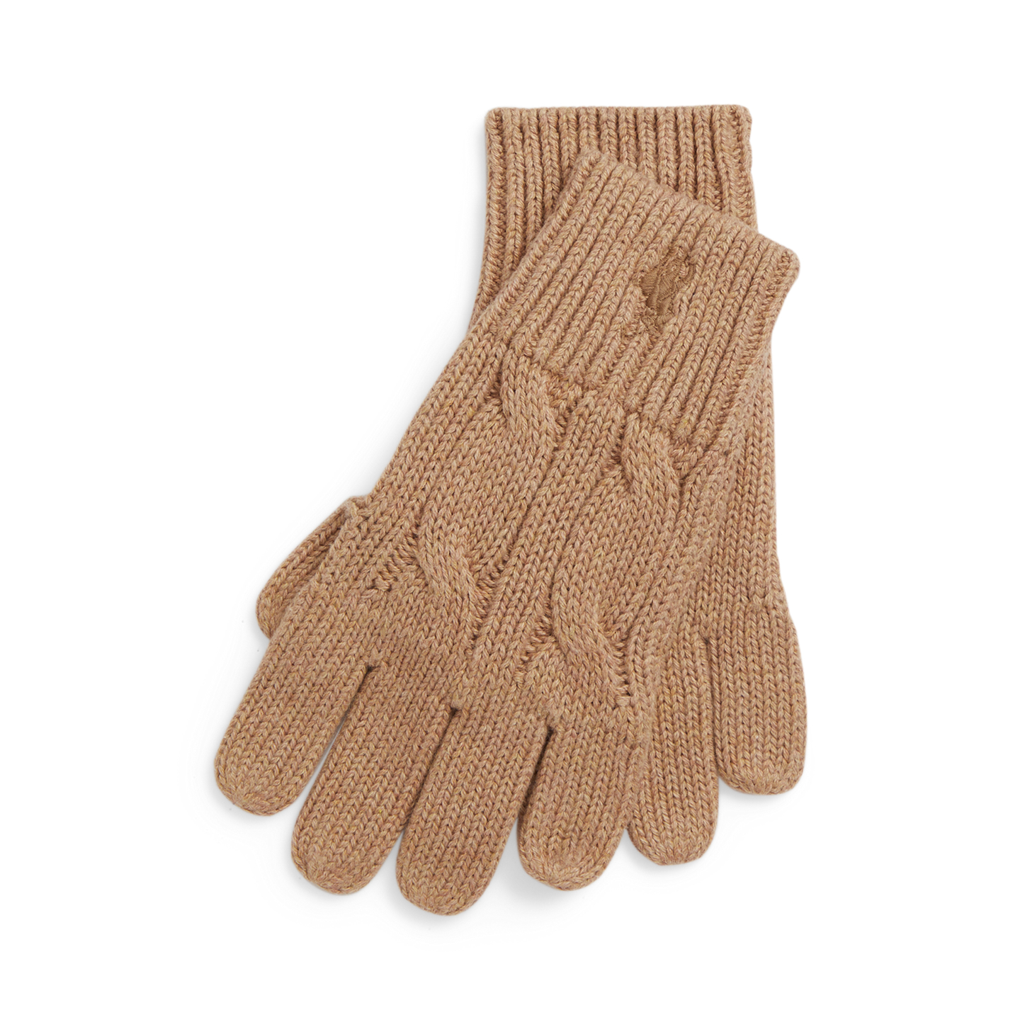 Детские перчатки Ralph Lauren Cable-Knit Cotton Glove, цвет: Верблюжий меланжевый — фото 2
