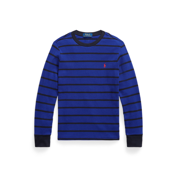 Striped Waffle Cotton Long-Sleeve Tee