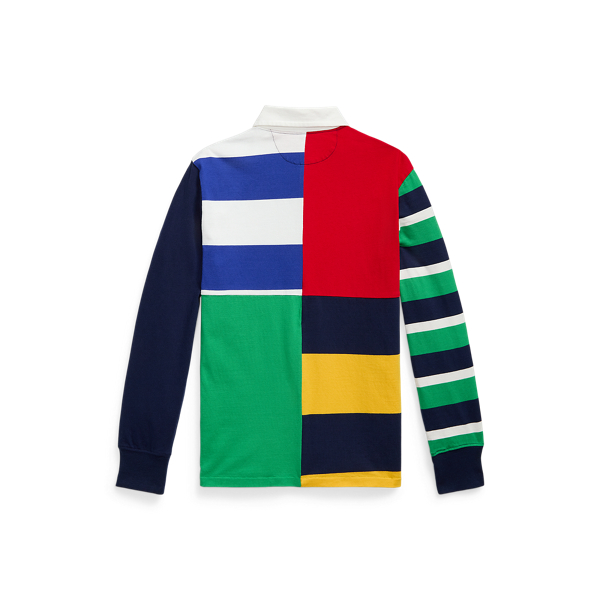 Maglia da rugby patchwork in cotone Boys 6-14 Years in Red Multi 2