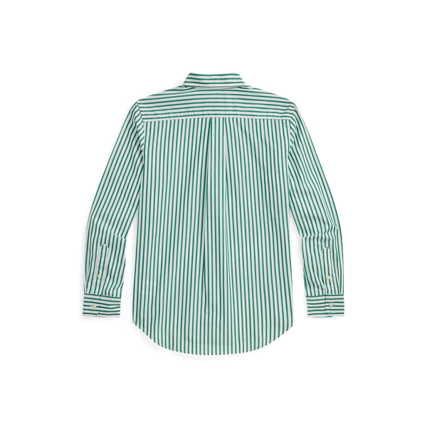 Gestreiftes Hemd aus Baumwollpopeline Boys 6-14 Years in Gr&uuml;n&nbsp;/ Wei&szlig; 2