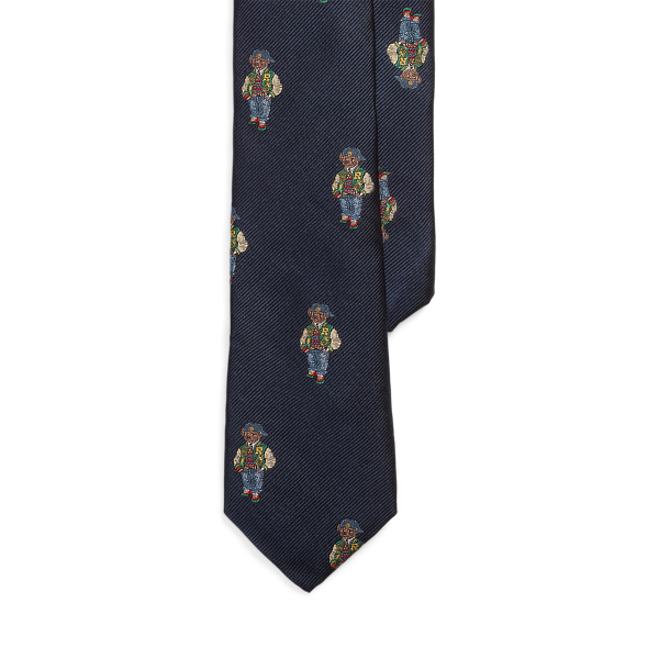 Cravate en soie motif Polo Bear