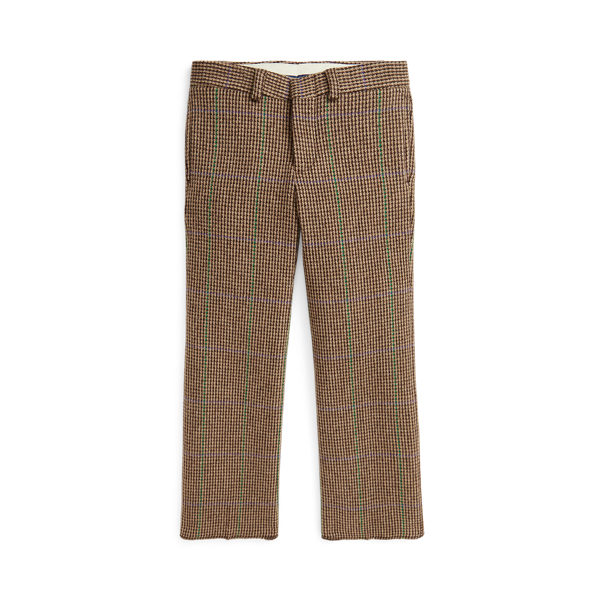 Brown/Tan Overcheck Tick-Weave Wool-Blend Trouser Boys 2-7 1