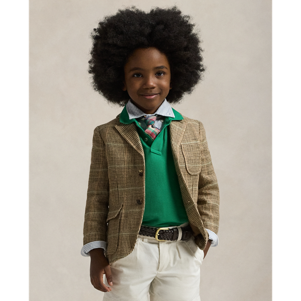Blazer en lin et soie à chevrons
