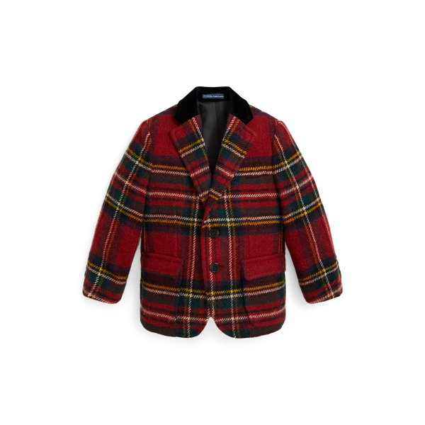 Polo Velvet-Collar Plaid Tweed Jacket
