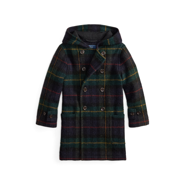 Plaid Wool Tweed Hooded Coat