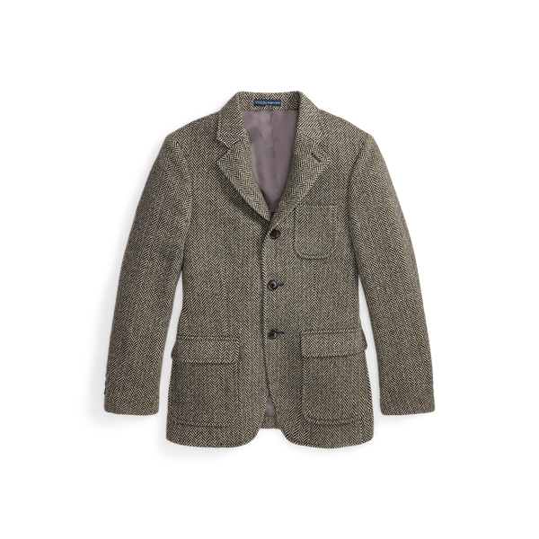 Blazer à chevrons en laine mélangée