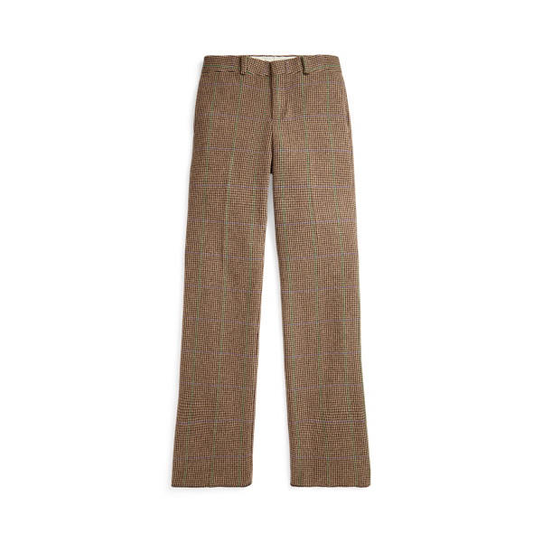 Brown/Tan Overcheck Tick-Weave Wool-Blend Trouser Boys 8-20 1