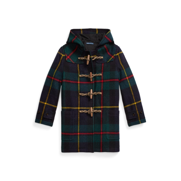 Plaid Wool Hooded Duffel Coat