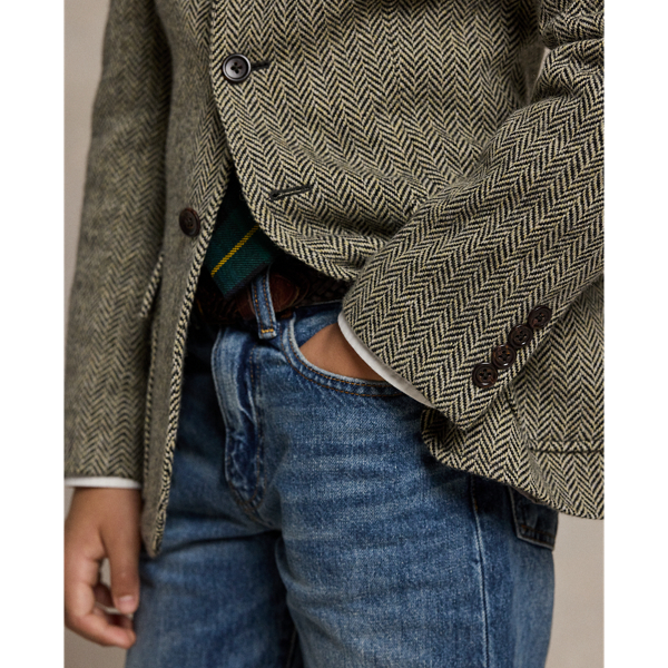 Black/Cream Wool-Blend Herringbone Sport Coat Boys 6-14 Years 7