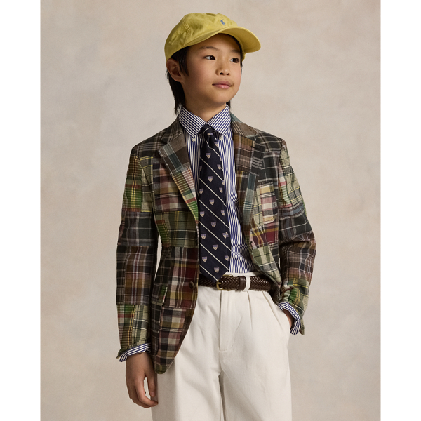 Blazer écossais patchwork en coton