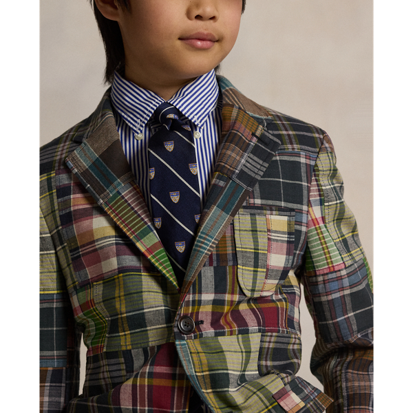 Patchwork Plaid Cotton Sport Coat