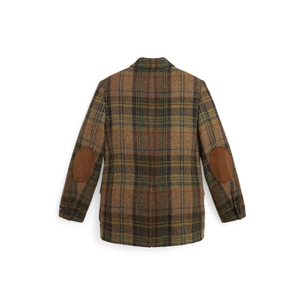 Polo Suede-Patch Plaid Wool Sport Coat