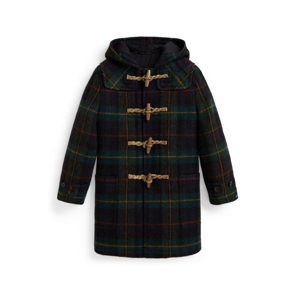 Plaid Wool Tweed Toggle Coat