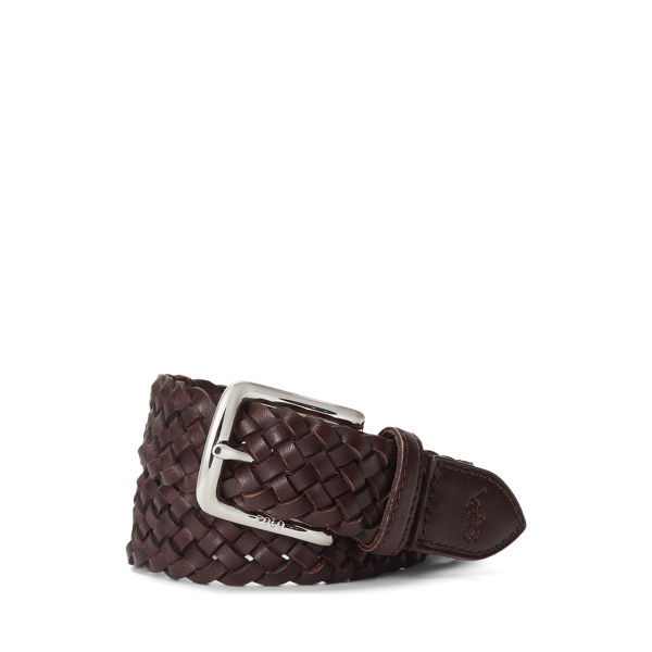 Dark Brown Braided Leather Belt Boys 8-20 1