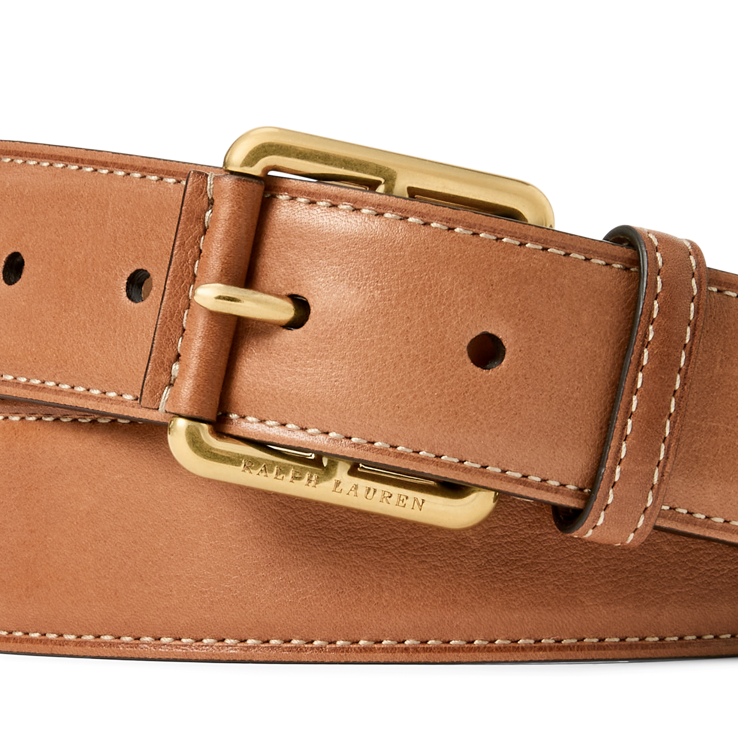 Мужской ремень Ralph Lauren Calfskin Roller-Buckle, цвет: Золотой — фото 1