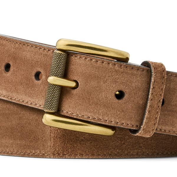 Kalbswildlederg&uuml;rtel mit Rollschnalle Purple Label in Kastanienbraun 2