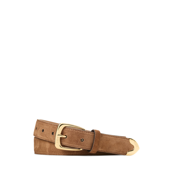 Chestnut Brown Western Calf-Suede Belt Purple Label 1