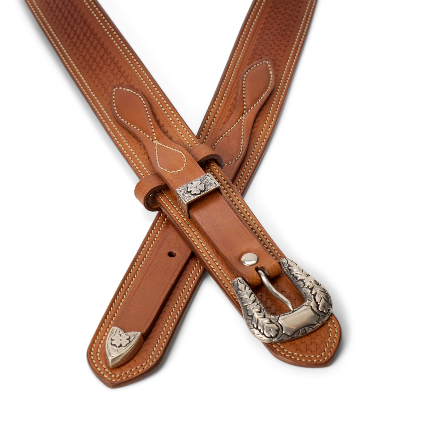 Мужской ремень Ralph Lauren Topstitched Western Leather, цвет: Золотой — фото 2