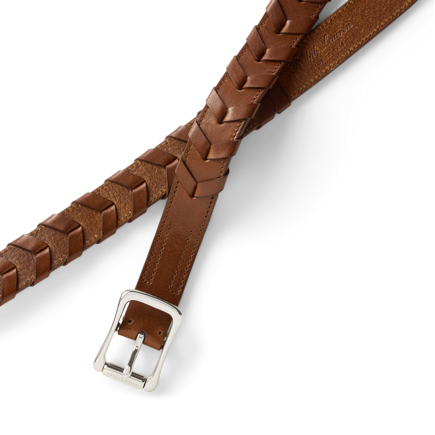 Мужской ремень Ralph Lauren Whipstitched Leather, цвет: Медовый коричневый — фото 1