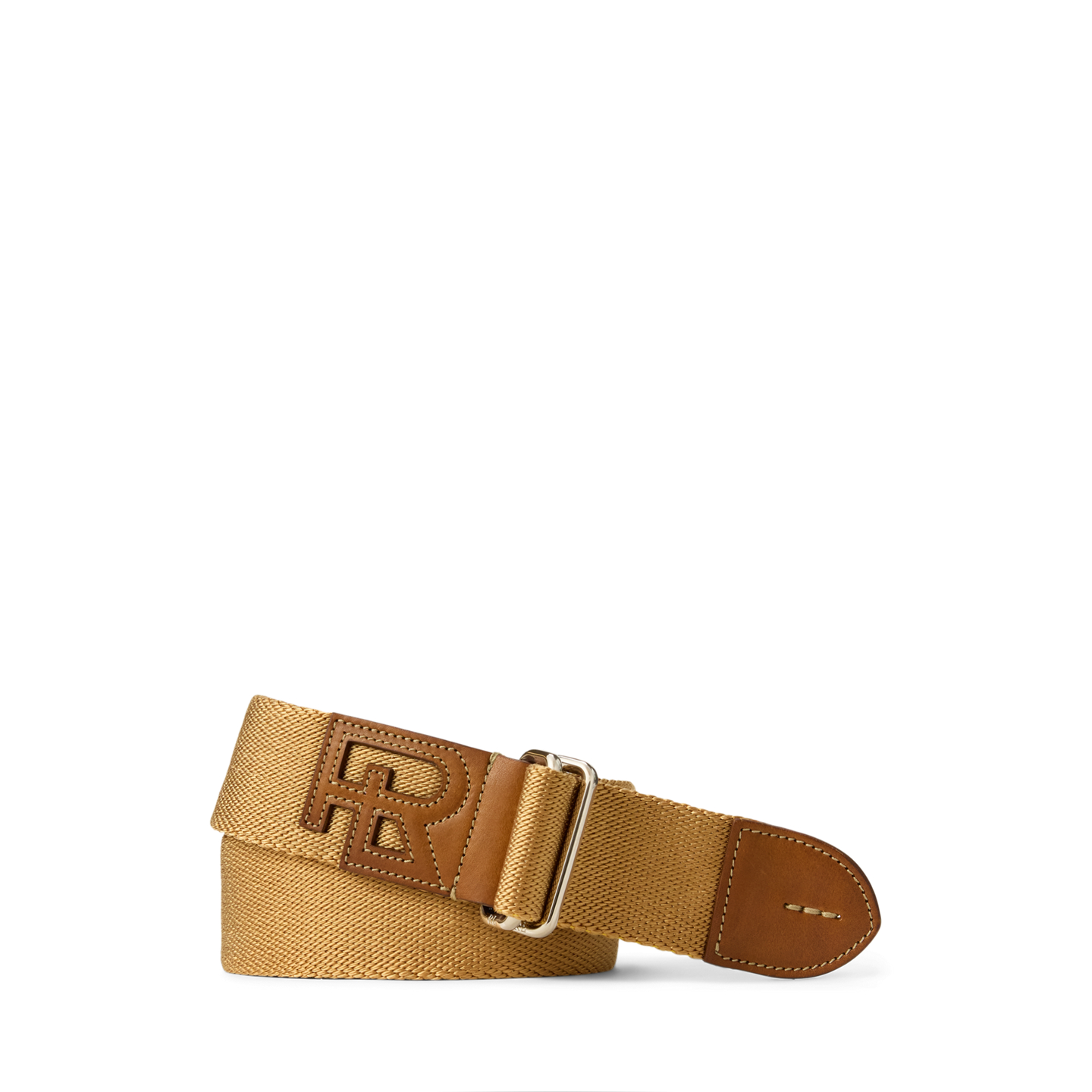 Мужской ремень Ralph Lauren RL Leather-Trim Webbed, цвет: Натуральный / Медовый коричневый — фото 2