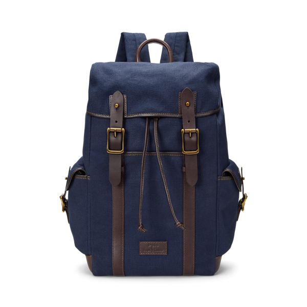 Leather Trim Canvas Backpack for Men Ralph Lauren PA
