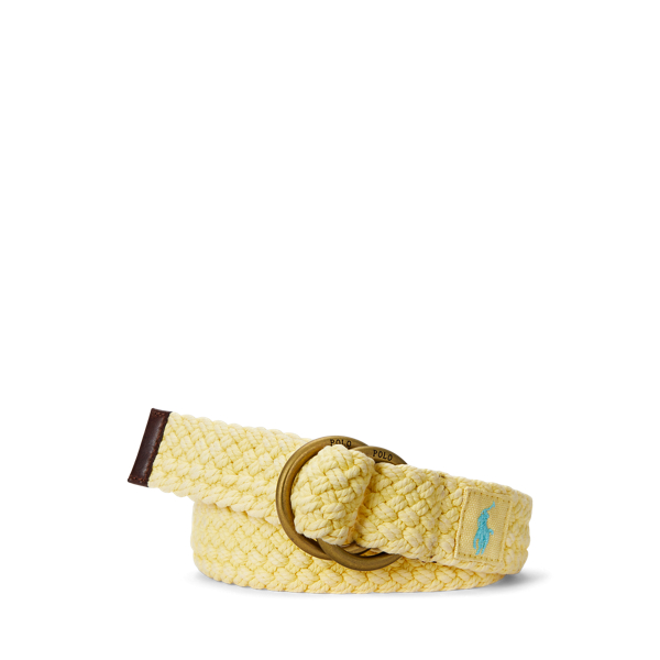 Empire Yello Leather-Trim Braided Belt Polo Ralph Lauren 1